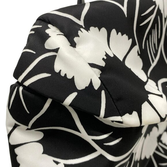 Auth PRADA - 2VZ095 Black White Tessuto Fiori (nylon) leather) Backpack - Picture 5 of 16